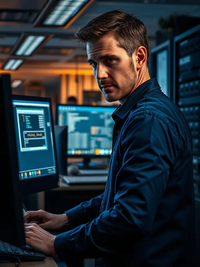 A technician rapidly responding to a VoIP outage at a Dawsonville business, demonstrating the company's commitment to fast outage response.