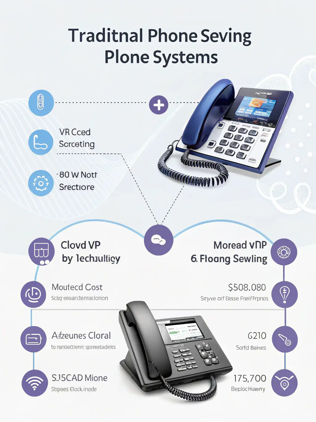 A side-by-side comparison image of a legacy phone system and a modern VoIP system, highlighting the company's expertise in both technologies.
