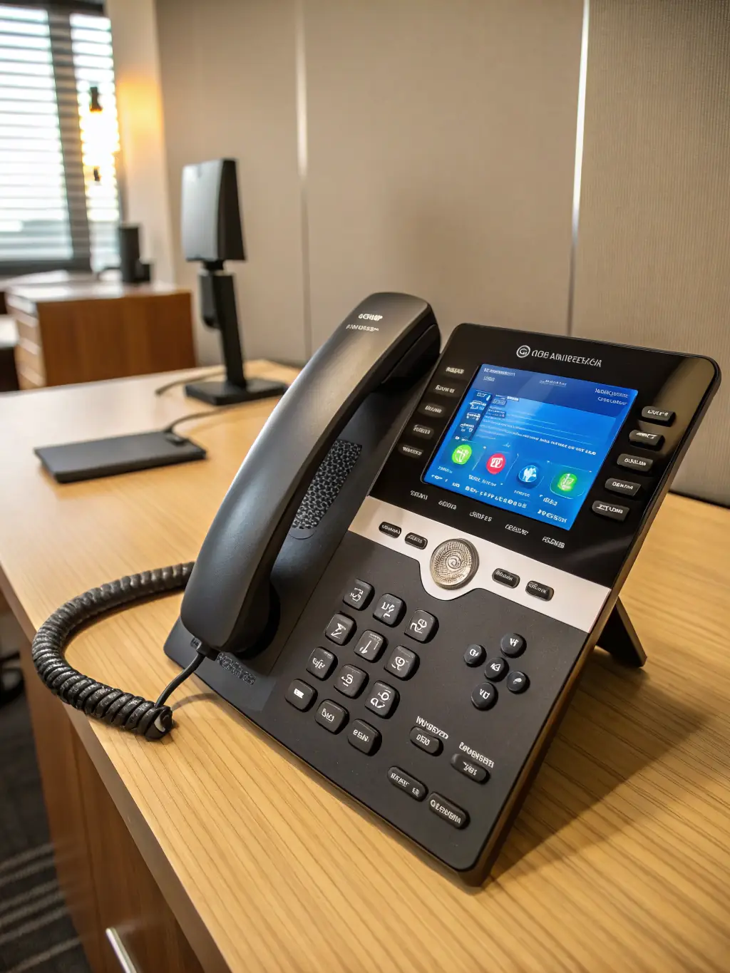 A close-up shot of a Zultys IP phone, highlighting its user-friendly interface and advanced features for business communication.
