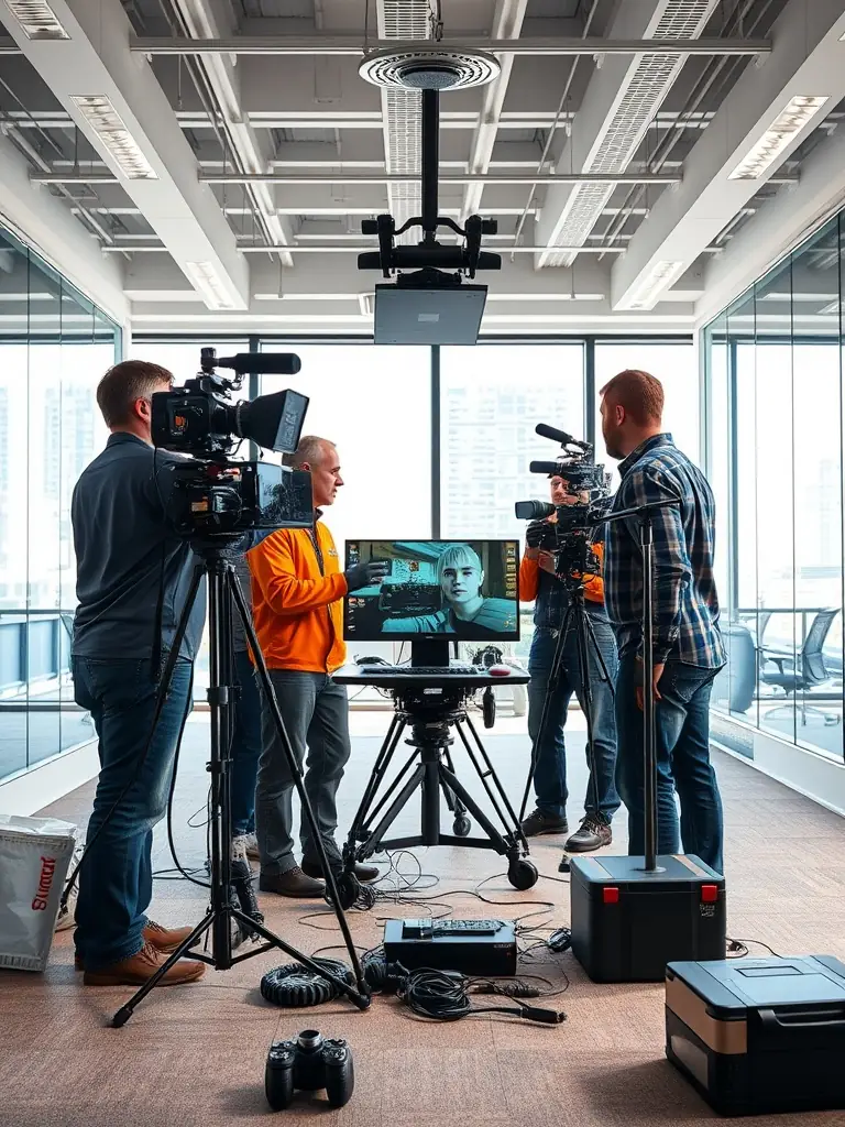 Technicians installing phone systems across multiple office locations, highlighting Phone Systems Atlanta's multi-location deployment expertise.