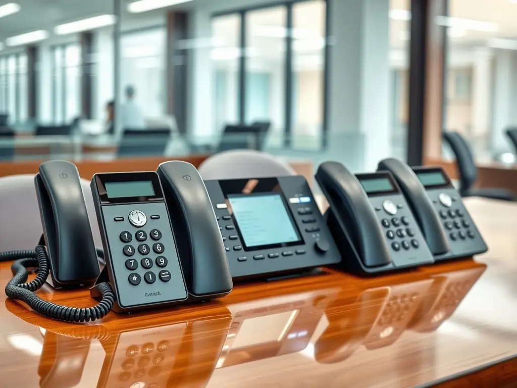 A photo of a technician installing an Infinity 7005D phone in an office environment, highlighting its compatibility with NEC systems.