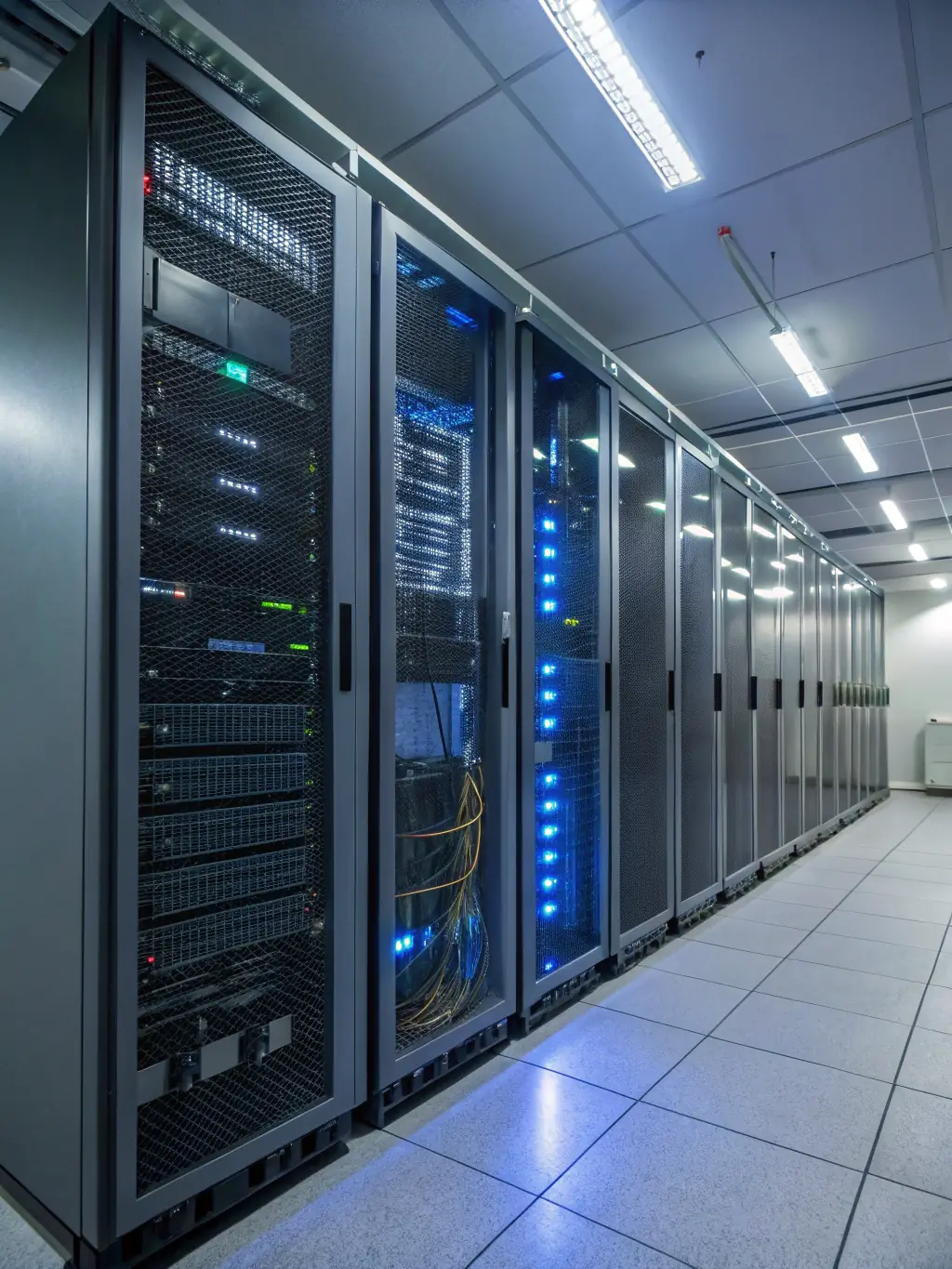 A photo of a well-maintained server room with older phone systems, emphasizing the importance of a stable environment for legacy equipment.
