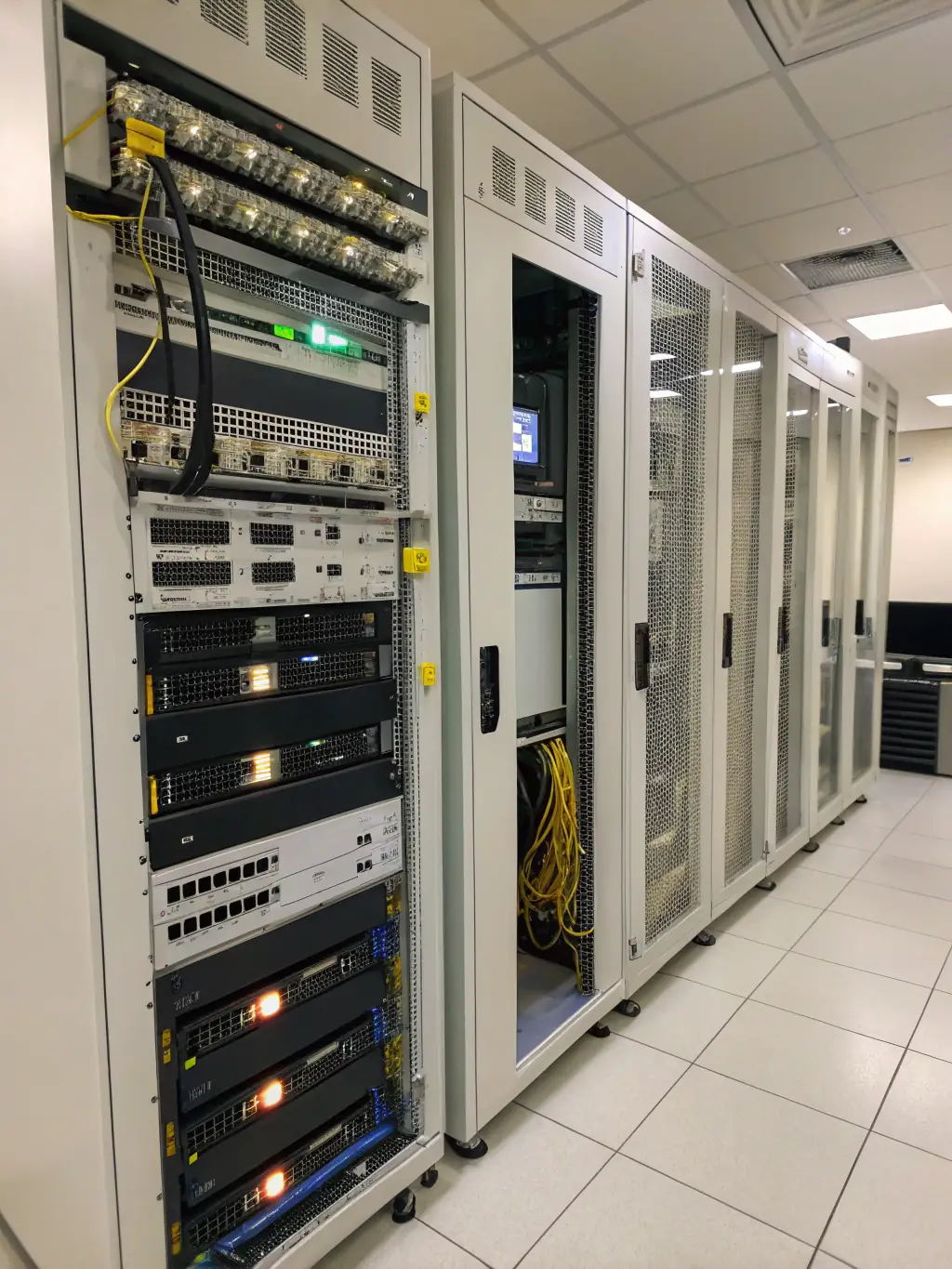 A server room with hosted PBX equipment, illustrating the hosted PBX solutions offered by Phone Systems Atlanta.