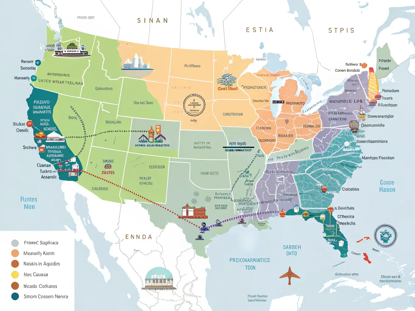A map of the United States with pins highlighting various cities, symbolizing the nationwide support network offered by Phone Systems Atlanta.