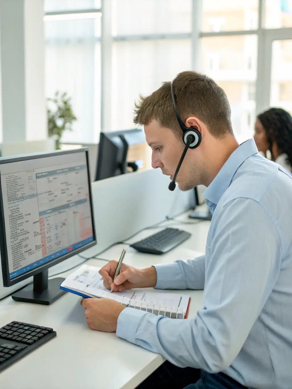 A picture of a support team member quickly responding to a phone outage, emphasizing Phone Systems Atlanta's fast response times.