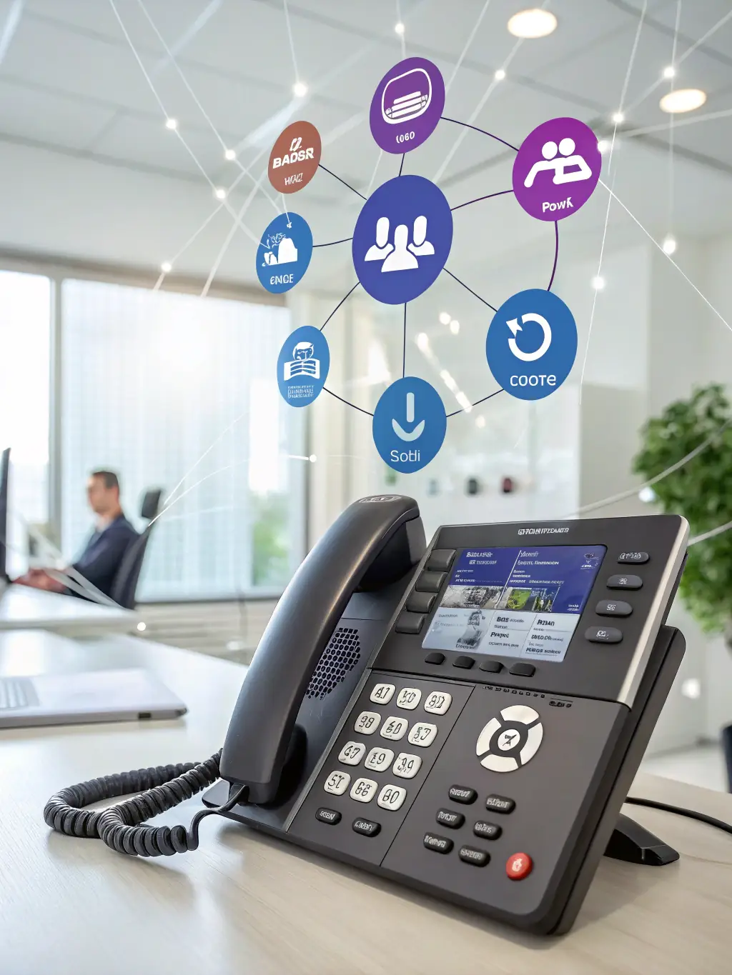 A detailed architectural blueprint of a VoIP phone system design, showcasing the planning phase before installation, emphasizing a structured and thoughtful approach to meeting client needs in Peachtree City.
