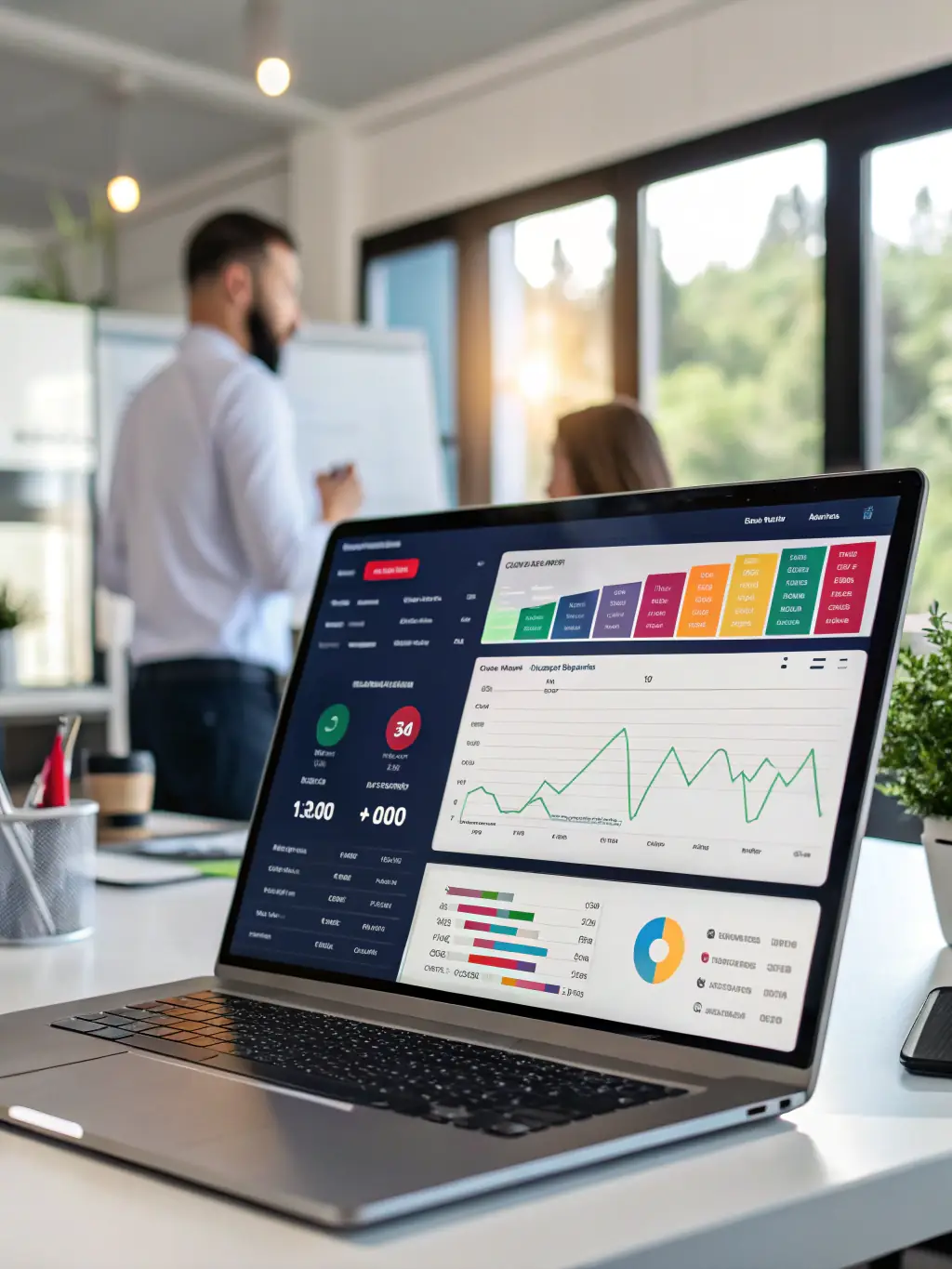 A dashboard displaying call analytics data, showing call volume, duration, and other metrics, illustrating the insights provided by the cloud phone system.