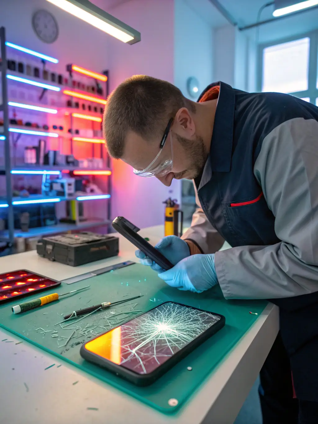 A picture of a technician upgrading a legacy phone system, showcasing the ability to enhance functionality and integrate new features.