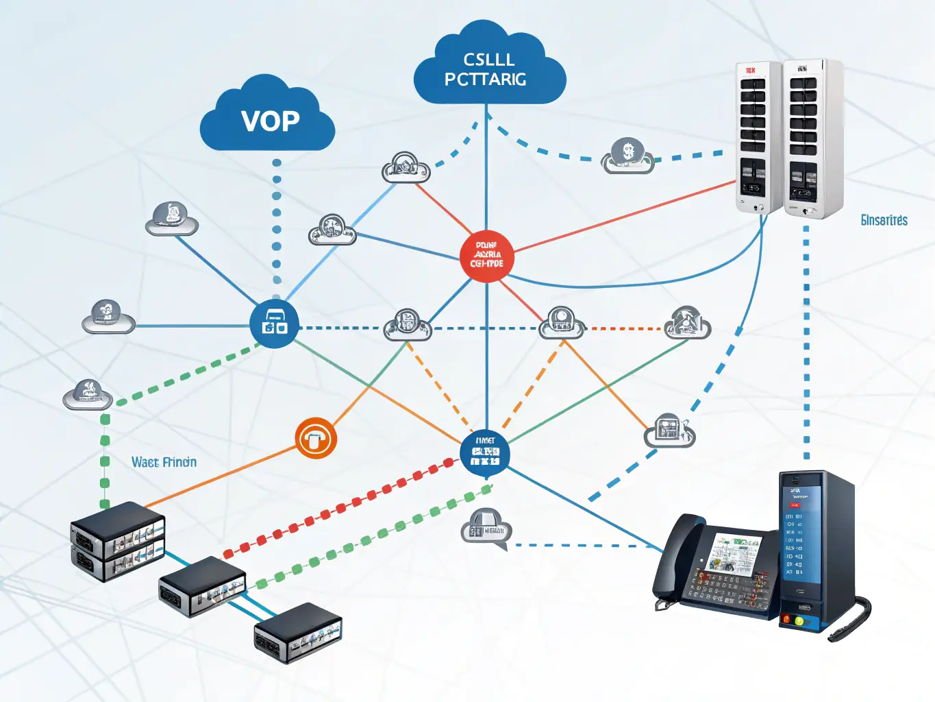 A diagram illustrating a hybrid Zultys deployment, showing the integration of cloud and on-premise components for a customized communication solution.