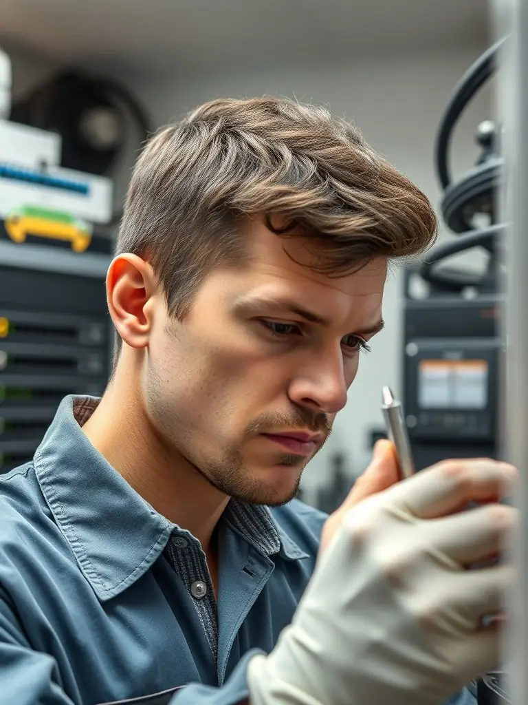 A technician repairing a VoIP phone system, showcasing the reliable repair services offered by Phone Systems Atlanta in Sandy Springs.