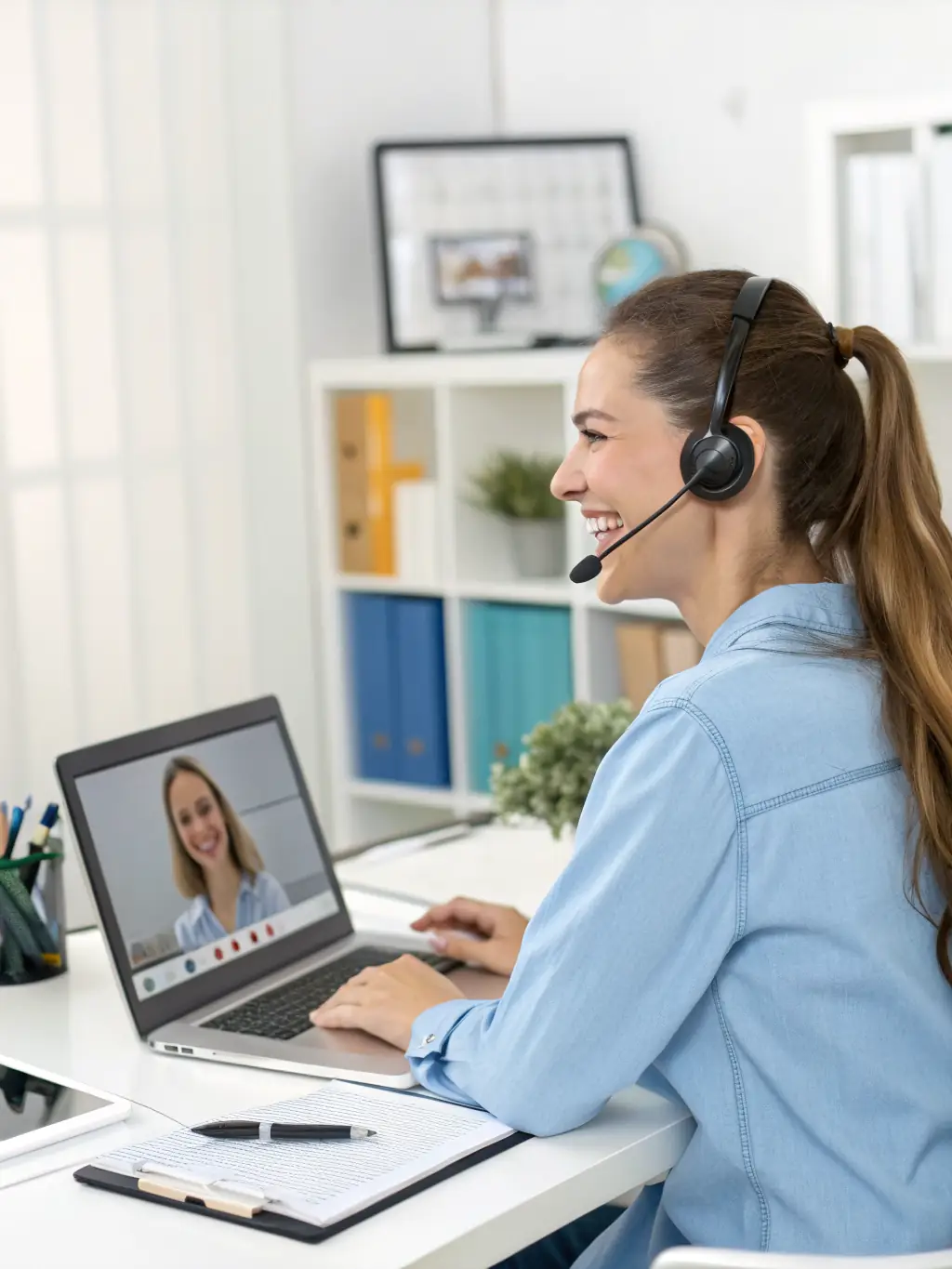 A picture of a support team member assisting a client remotely, showcasing the responsiveness and expertise of Phone Systems Atlanta's support.