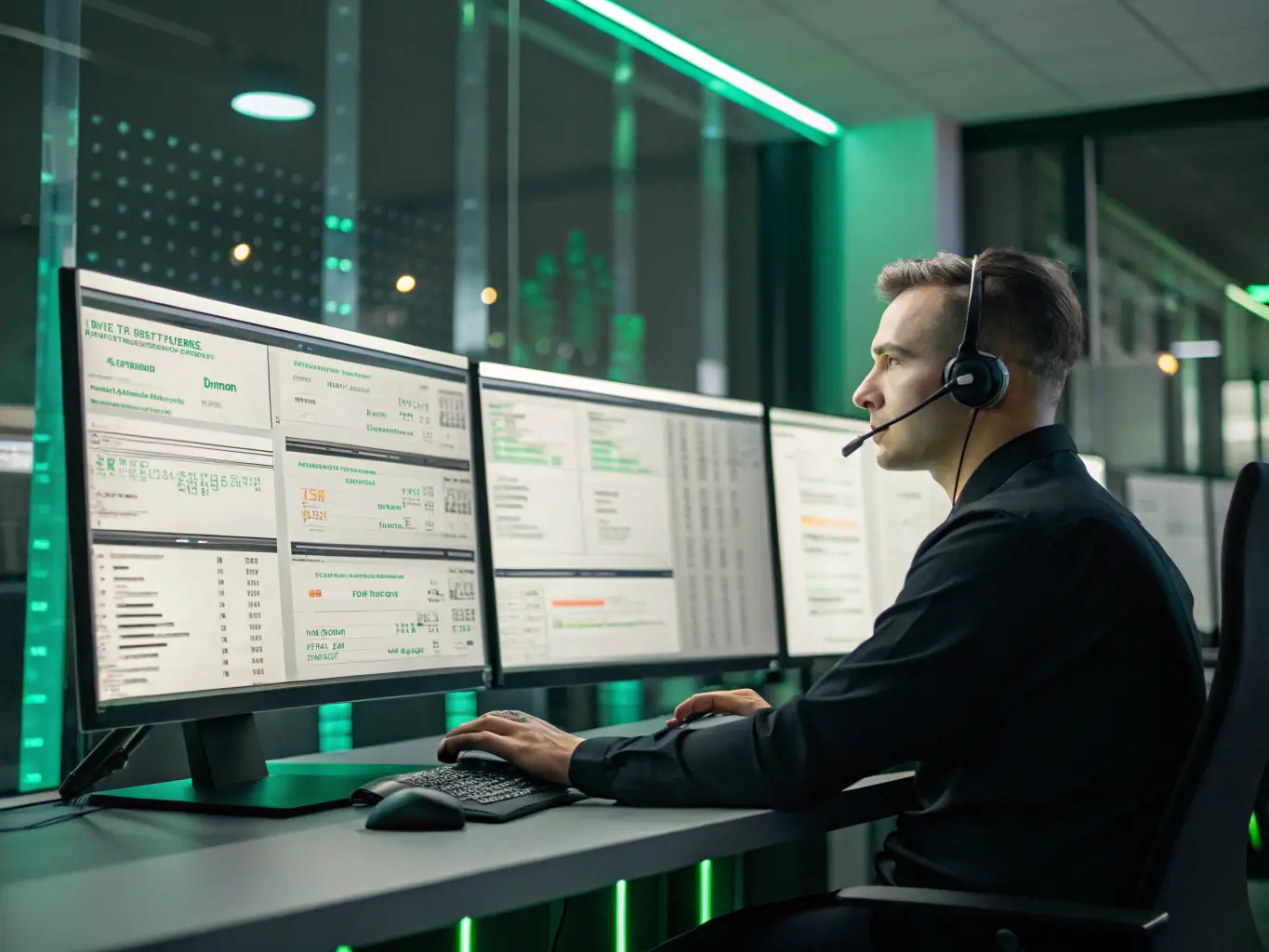 A customer service representative using Zultys call center features to efficiently manage incoming calls and provide exceptional customer support, showcasing the intuitive interface and advanced routing options.