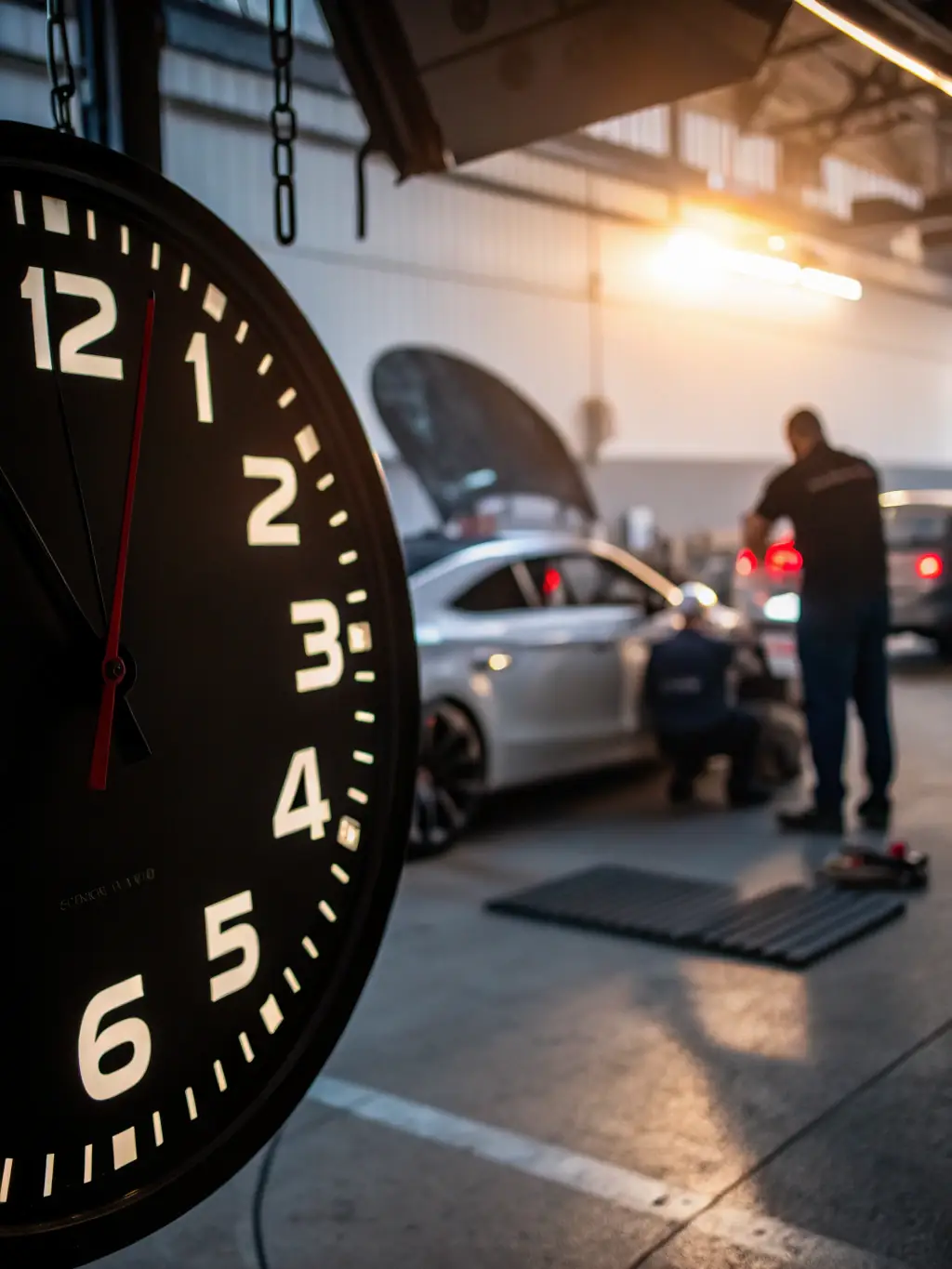 A clock icon with a lightning bolt, symbolizing faster response times and improved efficiency in handling customer inquiries with an AI receptionist.